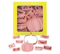Juego de cortadores de galletas de calabaza, cortador de galletas de calabaza con cara - Moldes para fondant y repostería de galletas,Paquete de 10 cortadores de galletas de calabaza con sellos, Acció