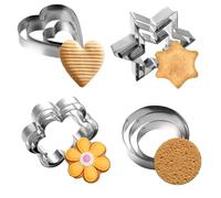 Juego de cortadores de galletas de metal, 12 piezas de mini cortadores de galletas, corazón, estrella, redondo, formas de flores para hornear