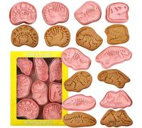 Juego de cortadores de galletas Dinosaur Fossil, 8 sellos de plástico 3D