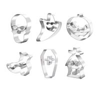 Juego de cortadores de Halloween - 6 moldes para galletas para diversión de Halloween | moldes para fondant, pasteles o manualidades | moldes de dibujos animados para fiestas infantiles, escuela o