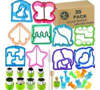 Juego de cortadores de pan para sándwich para niños, caja de almuerzo Bento, suministros de moldes para verduras, frutas, corteza y galletas, 30 piezas