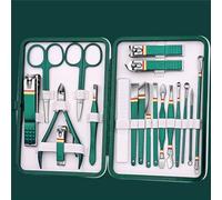 Juego de cortadores de uñas Juego de manicura de acero inoxidable con bolsa plegable Kits de manicura Tijeras Herramienta de belleza de maquillaje, verde militar