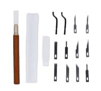 Juego de cortadores para esculpir a mano, mango de madera Manual, cortador desbarbador y tallado con 10 cuchillas para proyectos de carpintería de papel modelo