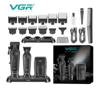 Juego de cortapelos y afeitadora eléctrica VGR V-197 S3, , para cortar el pelo, afeitar y recortar corporal, base de carga, peines y peines de protección, un gran regalo para hombres