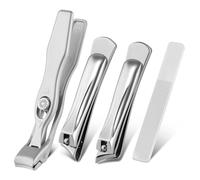 Juego de cortaúñas 4 en 1, cortaúñas doble inclinado con mandíbula ancha, cortador de uñas de acero inoxidable para hombres, mujeres y personas mayores, cortaúñas encarnadas para herramientas de