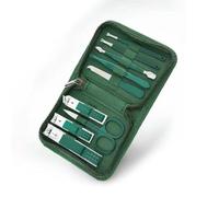 Juego de cortaúñas 9 piezas acero inoxidable for manicura y exfoliación. Cuidado personal, belleza completa(Dark Green 9 Pieces)