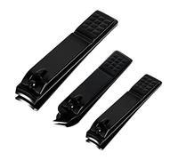 Juego de cortaúñas afiladas de acero inoxidable para uñas y uñas, cortaúñas para uñas gruesas o uñas encarnadas, perfecto 3 piezas cortador de uñas negro para hombres y mujeres (3 piezas)