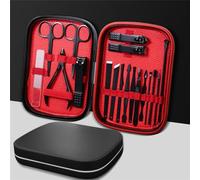 Juego de cortaúñas afilado de 18 piezas, herramienta de pedicura para el hogar, tijeras para uñas, removedor de cutículas de manicura para hombres y mujeres portátiles simples, negro