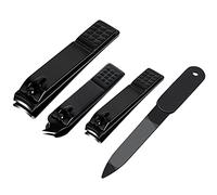 Juego de cortaúñas, cortaúñas afiladas de acero inoxidable para manos y pies, cortaúñas para uñas gruesas o uñas encarnadas, 4 cortadores de uñas negros perfectos para hombres/mujeres/niños, el juego