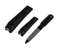 Juego de cortaúñas, cortaúñas afiladas de acero inoxidable para manos y pies, cortaúñas para uñas gruesas o uñas encarnadas, 3 cortadores de uñas negros perfectos para hombres/mujeres/niños, el juego