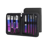 Juego de cortaúñas de 9/18/30 piezas, juego de cortaúñas azul-rojo, antisalpicaduras, cortador de uñas de acero inoxidable, herramientas para cutículas (azul-morado, 9 piezas)