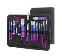 Juego de cortaúñas de 9/18/30 piezas, juego de cortaúñas azul-rojo, antisalpicaduras, cortador de uñas de acero inoxidable, herramientas para cutículas (azul-morado, 18 piezas)