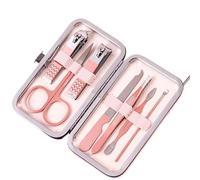 Juego de cortaúñas de acero inoxidable, color negro, 18/16/12/10/7 piezas, for manicura, orejas, tijeras, herramienta de pedicura, color rosa, 12 unidades(Rose7pcs)