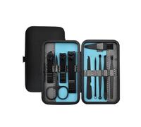 Juego de cortaúñas de acero inoxidable con viaje de cuero negro para hombres y mujeres, kit de manicura, cuidado de pedicura, herramienta para decoración de uñas, 10 piezas azul