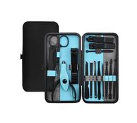 Juego de cortaúñas de acero inoxidable con viaje negro para hombres y mujeres, kit de manicura, cuidado de pedicura, herramienta para decoración de uñas, 15 piezas, Bule