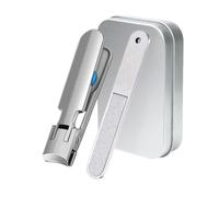 Juego de cortaúñas de acero inoxidable, cortador de uñas biselado ergonómico, cortaúñas grueso biselado grande (B plateado + lima redonda)