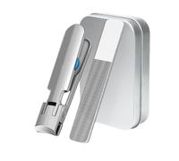 Juego de cortaúñas de acero inoxidable, cortador de uñas ergonómico biselado para los pies, cortaúñas grueso biselado grande (B plateado + nano lima de uñas)