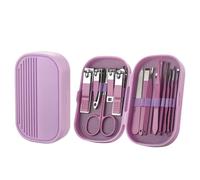 Juego de cortaúñas de acero inoxidable de 14 piezas para uso doméstico, dedicado a manicura y pedicura, incluye cortaúñas, palillos para orejas, morado