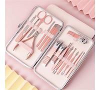 Juego de cortaúñas de acero inoxidable de 4 a 26 piezas, tijeras, pinzas, selección de orejas, juego de herramientas multifunción para el cuidado de los pies y las manos, 16 piezas, A