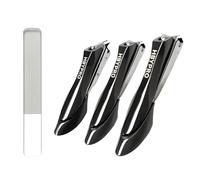 Juego de cortaúñas de alta resistencia, 4 piezas de acero inoxidable para hombres y mujeres, herramientas de manicura y pedicura con lima de uñas, color negro