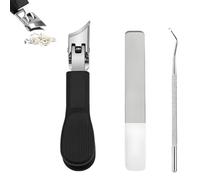 Juego de cortaúñas de pico de águila premium de 3 piezas, cortador de limas de uñas ergonómico y ultra afilado, tres juegos de cortaúñas biselados de pico de águila para uñas gruesas (Negro)