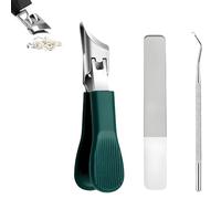 Juego de cortaúñas de pico de águila premium de 3 piezas, cortador de limas de uñas ergonómico y ultra afilado, tres juegos de cortaúñas biselados de pico de águila para uñas gruesas (Verde)