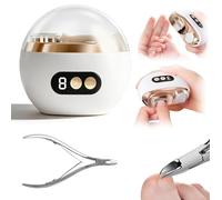 Juego de cortaúñas eléctrico, cortaúñas automático 3 en 1 + tijeras de cutícula de precisión (para uñas encarnadas gruesas y profundas), ideal para tus necesidades de cuidado de uñas (blanco)