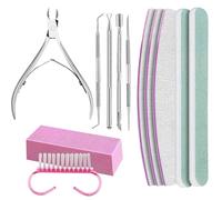 Juego de cortaúñas | Herramientas de manicura de acero inoxidable Kit de cuidado de uñas | Herramientas de uñas con cortaúñas, limas de uñas, pulidor de uñas rosa, pinza de cutículas de uñas para