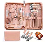 Juego de cortaúñas Juego de manicura 30 piezas, cortaúñas profesional, kit acero inoxidable sólido, cuidado uñas con estuche rosa for San Valentín Kit de uñas(Pink)