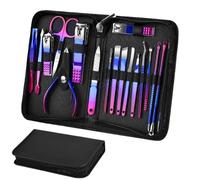 Juego de cortaúñas, kit de cortaúñas | Kits de pedicura de acero inoxidable 18X | Juego de corte de uñas de los pies con estuche, kits de aseo profesionales, herramientas de pedicura para viajes al ai