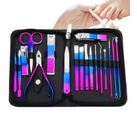 Juego de cortaúñas, kit de cortaúñas, Kits de pedicura de acero inoxidable 18X, Juego de corte de uñas de los pies, herramientas para el cuidado de las uñas con estuche, kits de aseo profesionales par