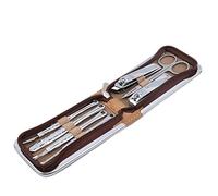 Juego de Cortaúñas Manicura 7 unids Manicure Nail Clipper Set Marrón Hogar de acero inoxidable Clippers de uñas Herramienta de manicura Pedicura Clavo tijera para el Cuidado Personal y la Belleza