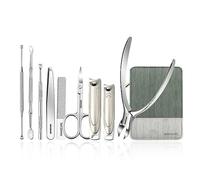 Juego de Cortaúñas Manicura Kit de manicura Juego de cortaúñas Kit de pedicura profesional Juego de cuidado de aseo de acero inoxidable de 9 piezas con cortaúñas Olécranon for hombre y mujer para el C