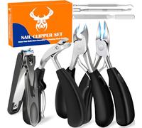 Juego de cortaúñas para personas mayores, cortaúñas 7 en 1 de mango largo resistente con recogedor, kit de manicura y pedicura profesional, cortaúñas para uñas encarnadas gruesas, hombres y mujeres