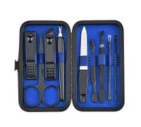 Juego de cortaúñas para uñas de los pies, cortadores de piel muerta, removedor de suciedad, cuidado de pedicura, lima de uñas, herramienta con estuche, 9 piezas, azul