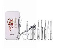 Juego de cortaúñas RIMEI, kit de cuidado de uñas de acero al carbono de 9 piezas, juego de manicura y pedicura profesional con lujoso estuche de cuero Monkey King