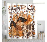 Juego de cortina de ducha con diseño de perro cocker spaniel otoñal, cortina de ducha extraña apilada de otoño, accesorios de baño de hoja de arce, patrón impreso decorativo -72 x 84 pulgadas