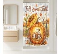 Juego de cortina de ducha de perro Cocker Spaniel de otoño, 36 x 72 pulgadas con ganchos, decoración de baño, accesorios de baño de granja, tela de poliéster