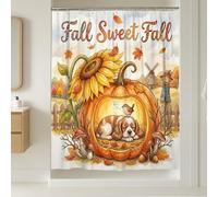 Juego de cortina de ducha de perro Cocker Spaniel de otoño de 54 x 78 pulgadas con ganchos, decoración de baño, accesorios de baño de granja, tela de poliéster