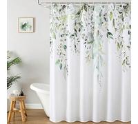 Juego de cortina de ducha impermeable Colorful Star Sage Green Eucalyptus con ganchos, decoración minimalista para baño con estampado floral de acuarela (213 x 175 cm / 84 x 69 pulgadas (WxH)