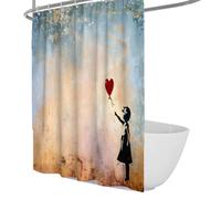 Juego de Cortinas de baño de Ducha Retro Chic con diseño Impermeable de Globos de Chica con Ganchos de plástico, Rellenos metálicos fácil de cuidar 180 x 180 cm