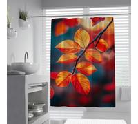 Juego de Cortinas de Ducha de Arte de estética otoñal con Ganchos Hojas bajo la luz del Sol Cortinas de Ducha Impermeables Decoración de baño de Lujo Moderno 120 x 200 cm