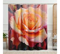 Juego de cortinas de ducha de primavera con 12 ganchos, hermosas flores florecientes naturaleza botánica belleza hojas rosa naranja poliéster baño decoración casa apartamento hotel tela impermeable 72