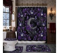 Juego de cortinas de ducha góticas con luna celestial y botella de poción