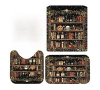 Juego De Cortinas De Ducha Halloween - Cortina De Baño Fantasmas Decoración con Alfombrilla Y Funda para Inodoro,Decoración Impermeable para Baño Dormitorio