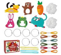 Juego de costura infantil DIY con formas de animales de fieltro + 6 figuras + agujas seguras + algodón + manual paso a paso + regalo educativo creativo para manualidades