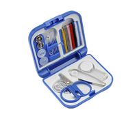Juego de costura portátil plegable mini caja de costura, juego de herramientas de reparación overlock de viaje saliente (azul real)