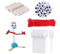 Juego de creatividad con tenedor, tenedores de pl stico, limpiadores de pipas rojos, ojos inteligentes, palitos de helado