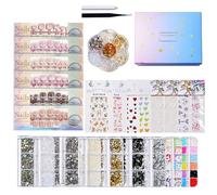 Juego de creatividad de uñas con herramientas esenciales, abalorios florales, calcomanías de cuentas brillantes, herramientas de punteado para artistas de uñas