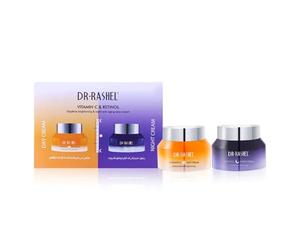 Juego de crema de día con vitamina C y crema de noche con retinol 2 x 50 ml - Juego de crema facial para piel antienvejecimiento, radiante y cuidada - Cuidado de la piel, Skincare, Day Night Cream